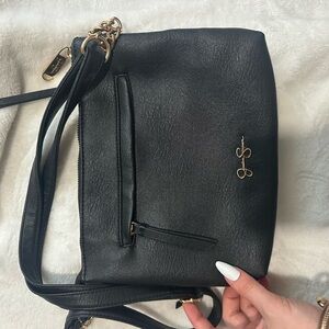 Jessica Simpson Black Leather Crossbody with Gold Accent